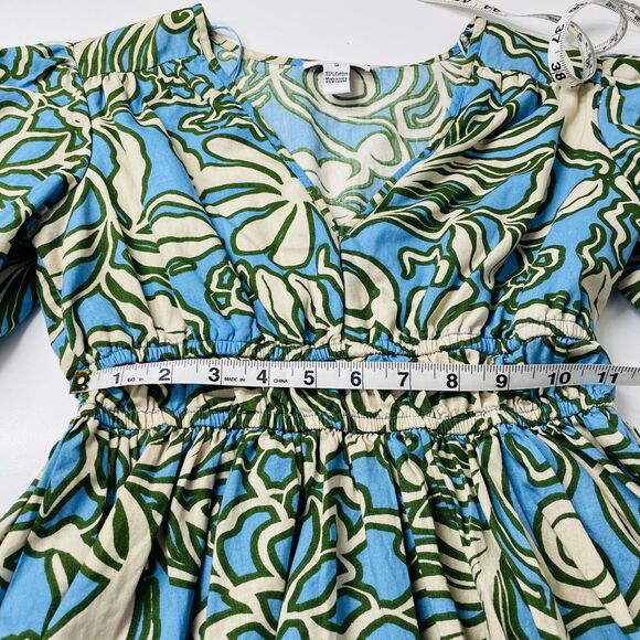 Sincerely Jules Floral Mini Flare Dress Small Blue Green Floral Mini Dress Small - Picture 10 of 15